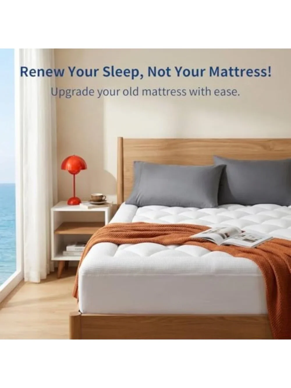 Cooling King Mattress Topper - Thick Pillow Top, Breathable, Washable, Deep